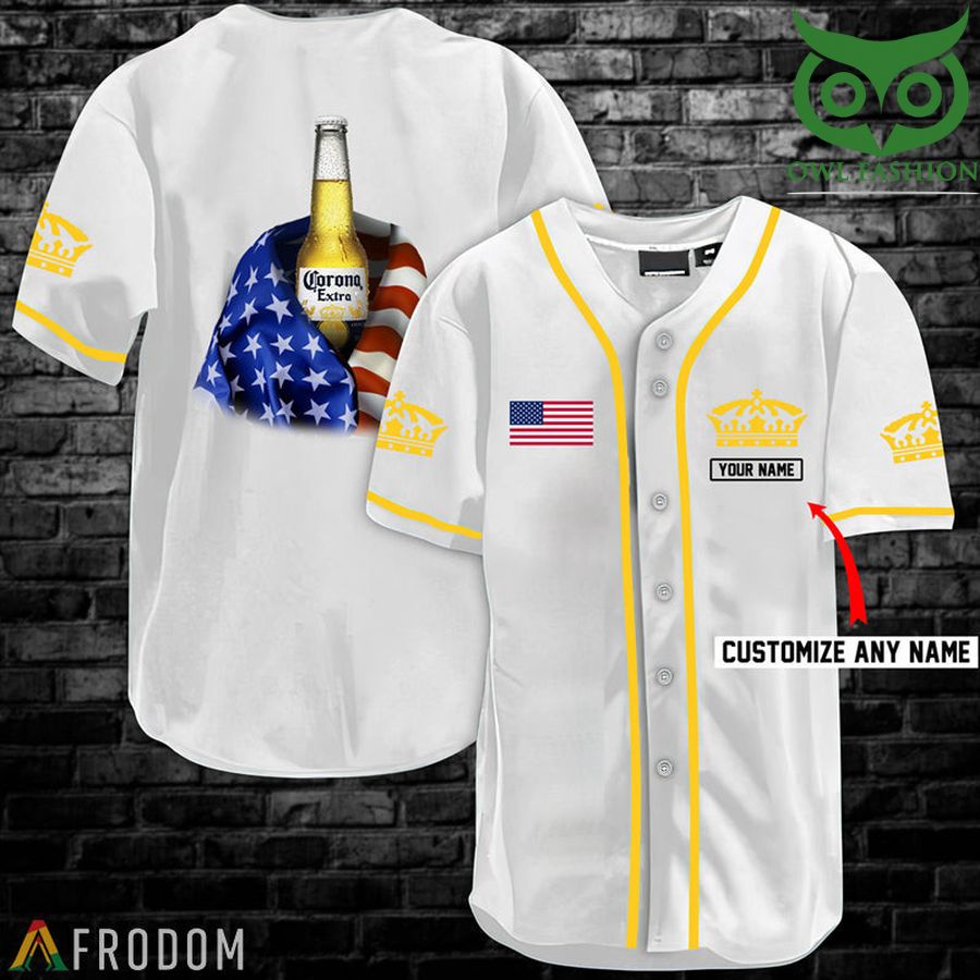 Personalized Vintage White USA Flag Corona Extra Jersey Shirt
