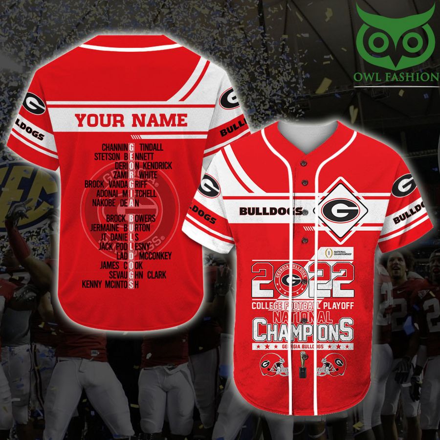 55 NCAA college football playoff 2021 2022 Custom name Georgia Bulldogs Baseball Jersey Shirt