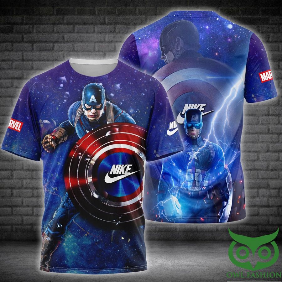 86 Luxury Nike Captain America Blue 3D T shirt