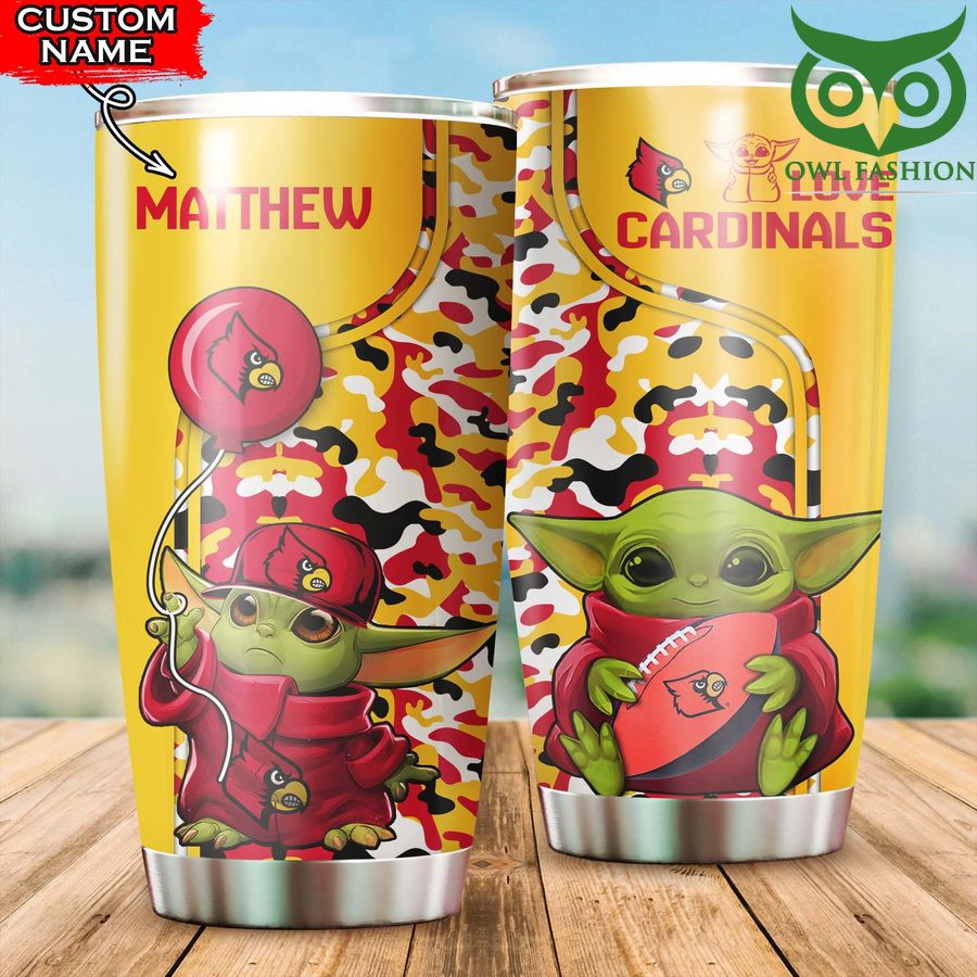 52 Personalized Baby Yoda NCAA Louisville Cardinals Tumbler cup