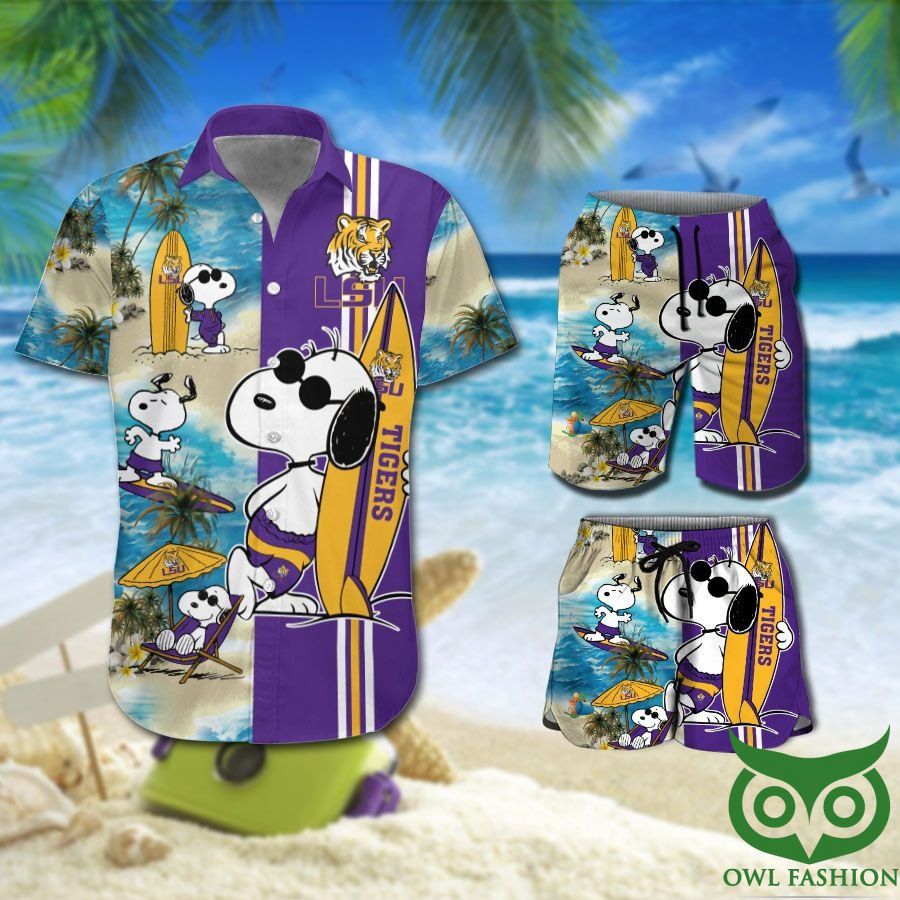 LSU Tigers Snoopy Hawaiian Shirt Shorts Luxury NCAA