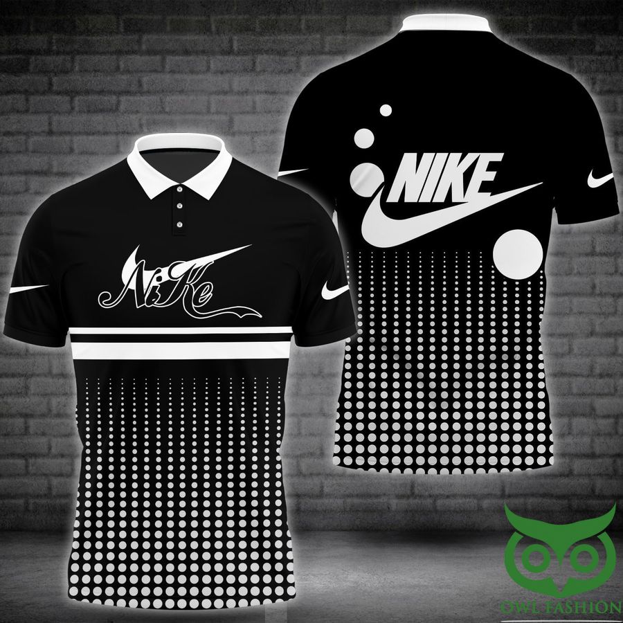 6 Limited Nike Polo White Dots Black Polo Shirt
