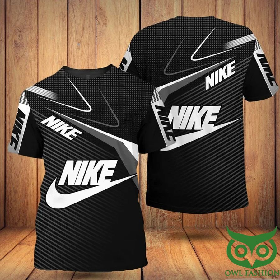 Luxury Nike Gray Dot Black Background 3D T-shirt