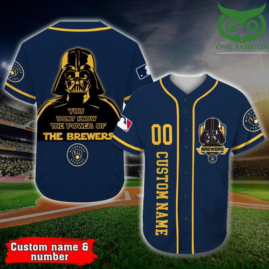 Milwaukee Brewers Baseball Jersey Darth Vader Star Wars MLB Fan Gifts Custom Name Number 
