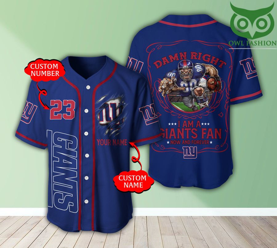 New York Giants Luxury NFL Custom Name Number Baseball Jersey Shirt