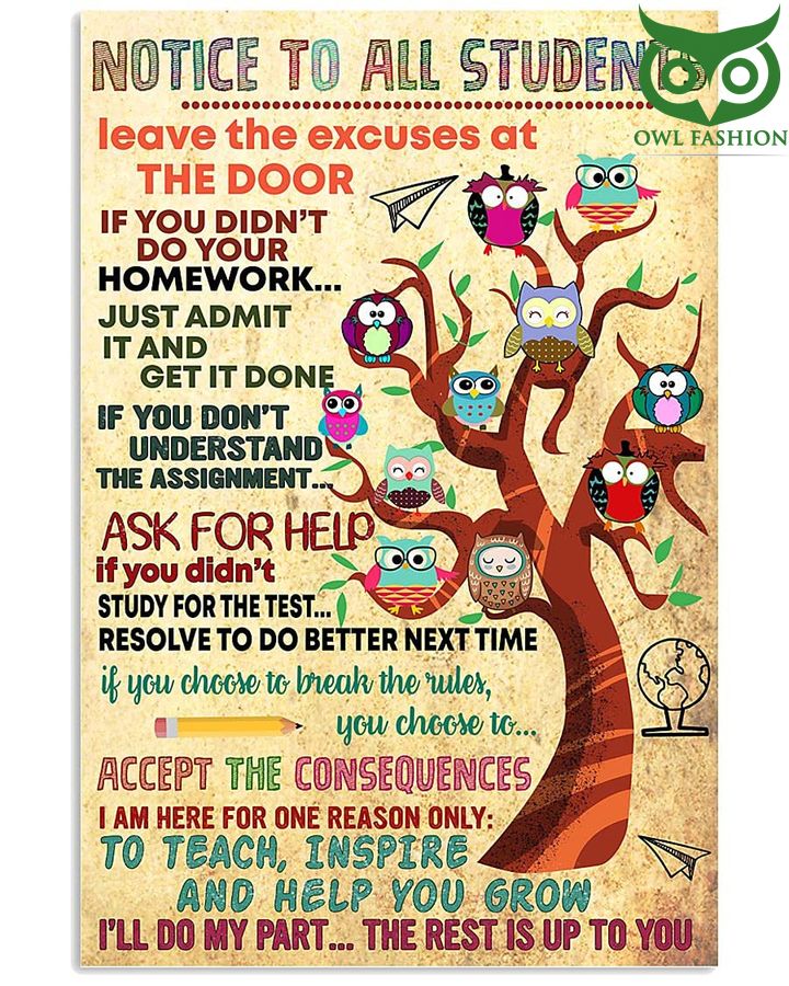 Owl Teacher Poster Notice To All Students Poster 