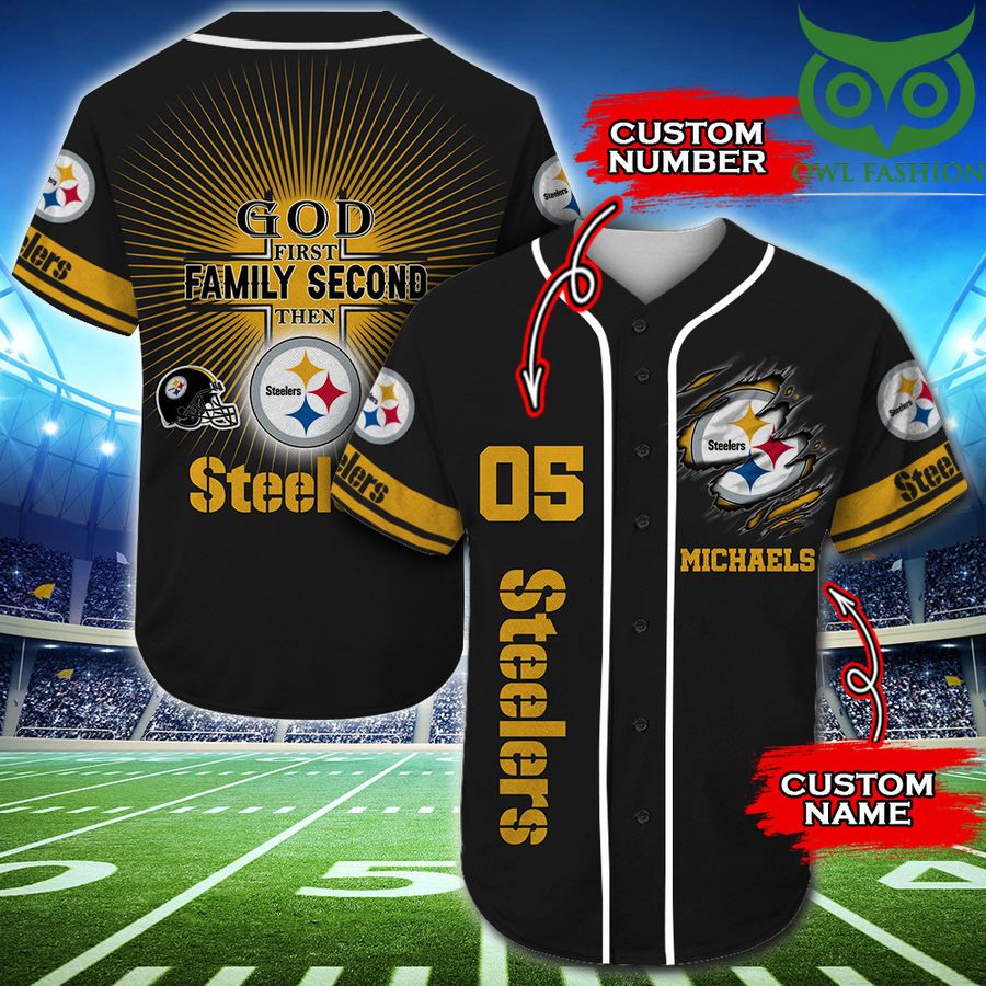 Pittsburgh Steelers Luxury NFL Custom Name Number Baseball Jersey Shirt