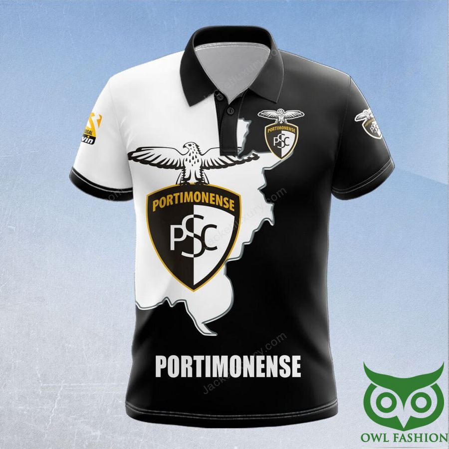 Portimonense Futebol SAD Black and White 3D Polo Jersey