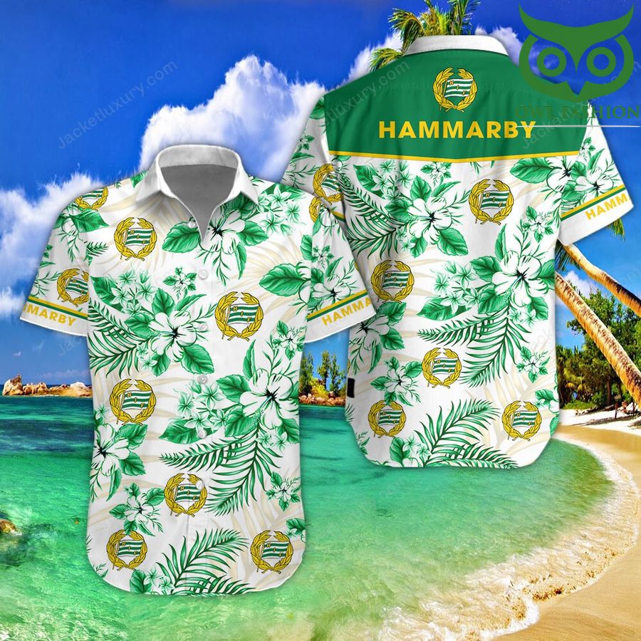 Hammarby Fotboll floral cool tropical Hawaiian shirt short sleeves