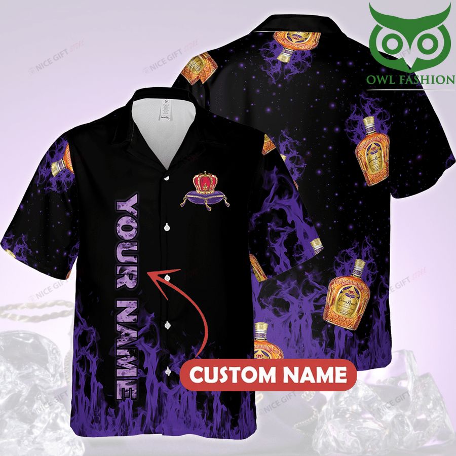Crown Royal personalized purple fire Hawaii 3D Shirt