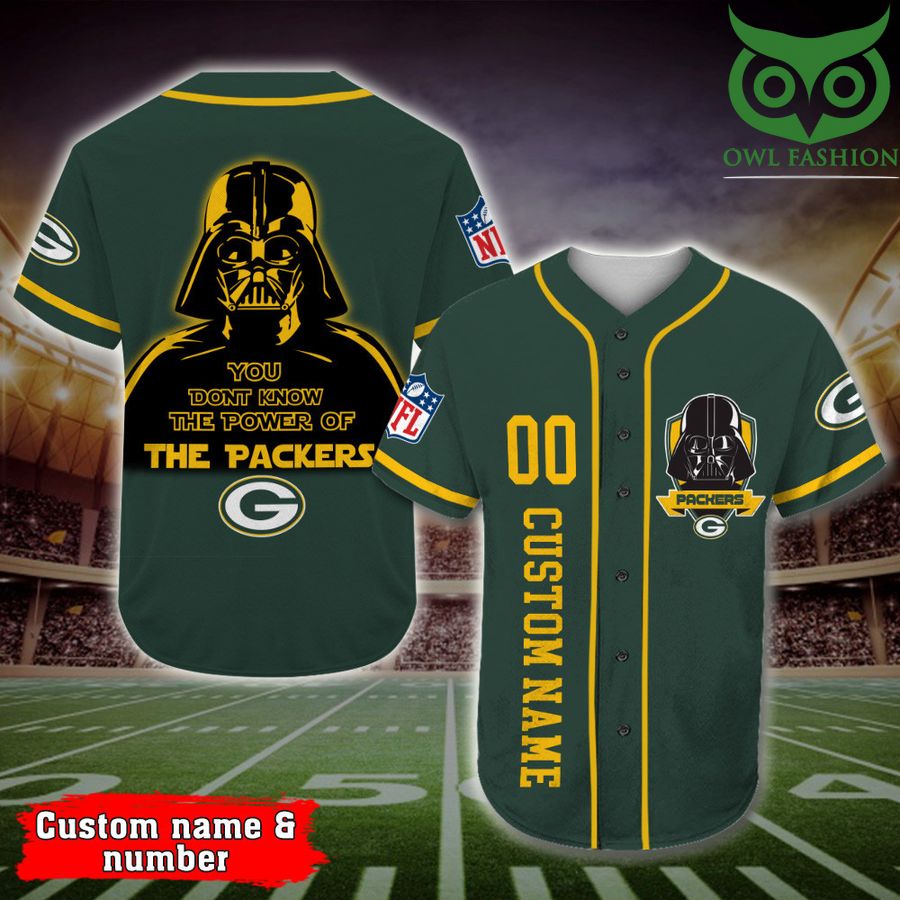 Green Bay Packers Baseball Jersey Darth Vader Star Wars NFL Fan Gifts Custom Name Number 