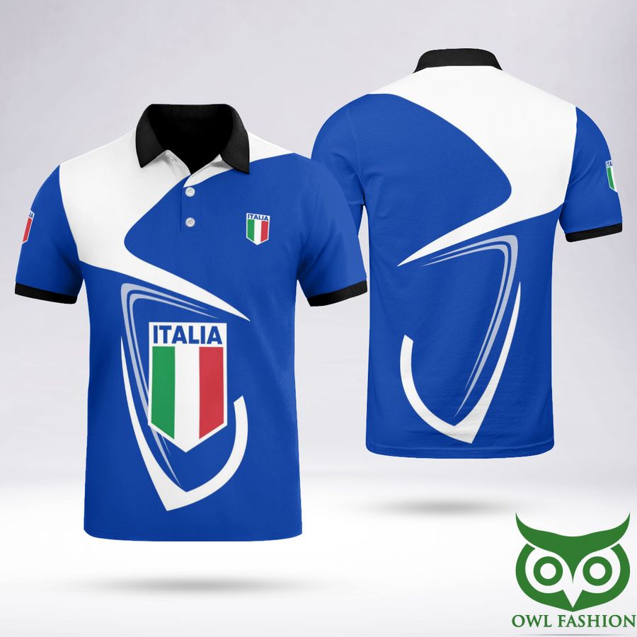 Italia Worldcup 2022 Symbols Blue and White Polo Shirt