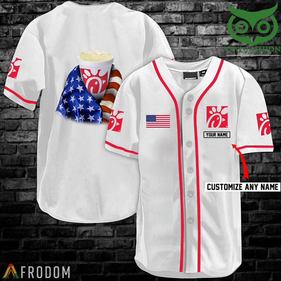 Personalized Vintage White USA Flag Chick Fil A Jersey Shirt