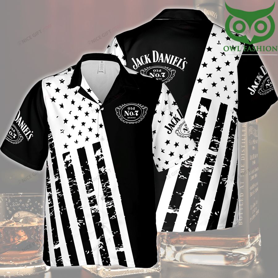 Jack Daniel's black and white American flag Hawaii 3D Shirt