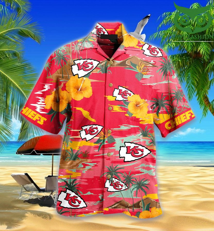 Kanas City Chiefs Sea palm Flower Hawaiian shirt