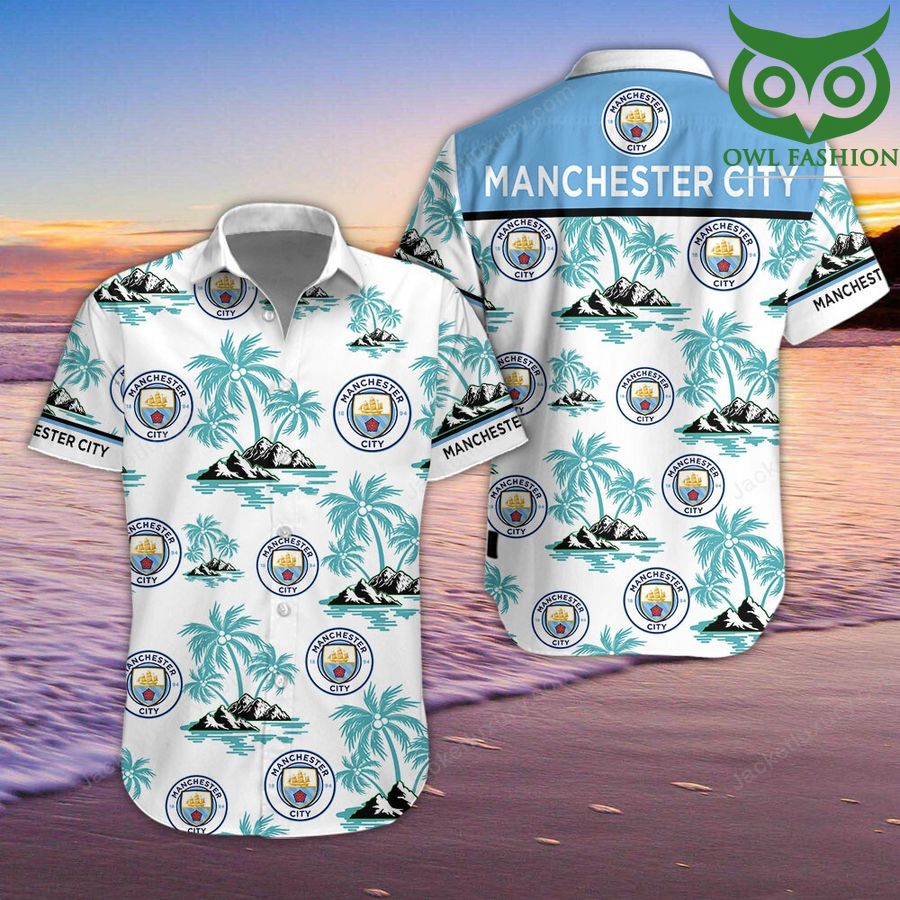 Manchester City F.C floral cool tropical Hawaiian shirt short sleeves