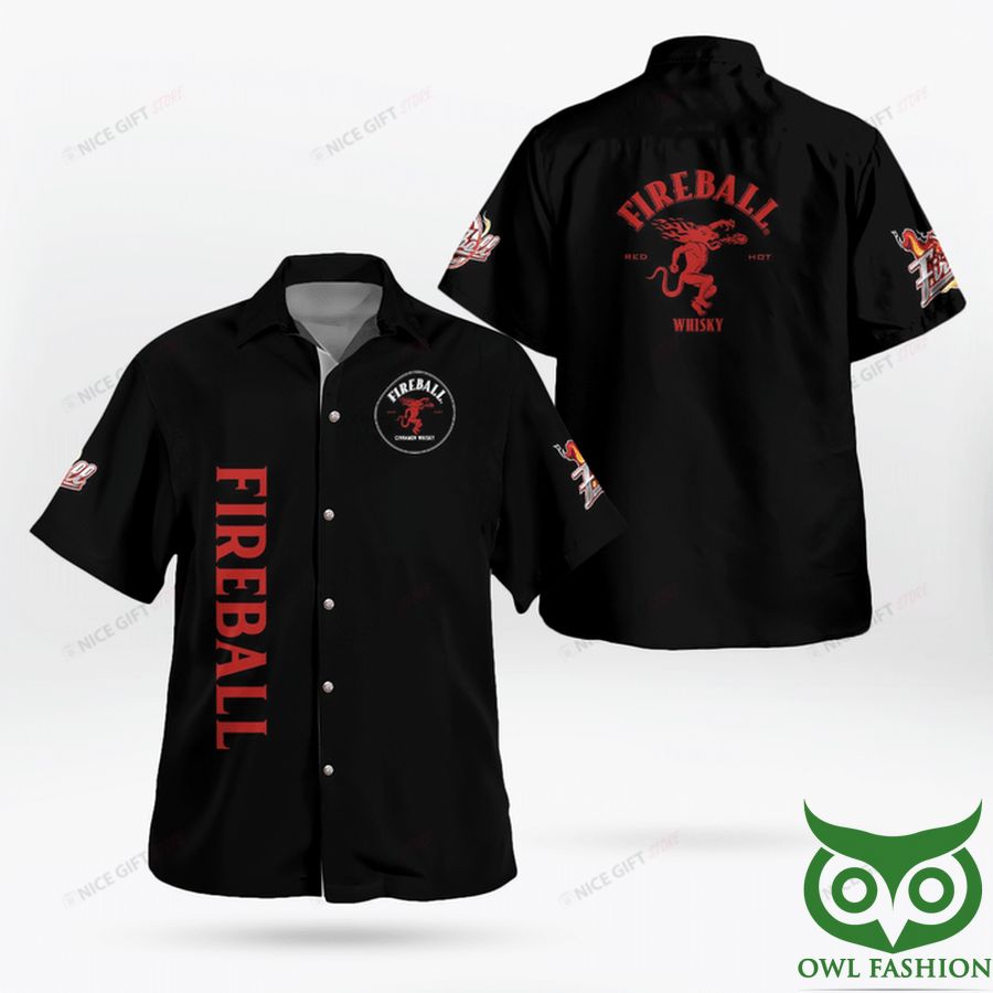 Fireball Whisky Black Hawaiian Shirt