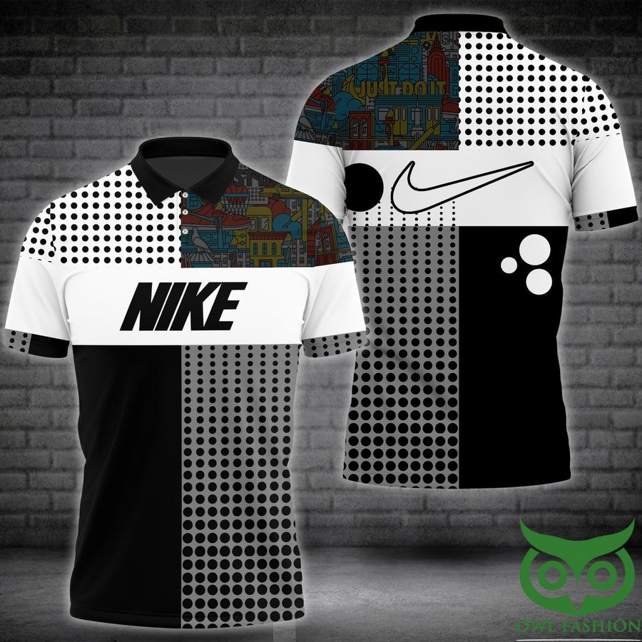 Limited Nike White Nike Tag Black Gray Polo Shirt