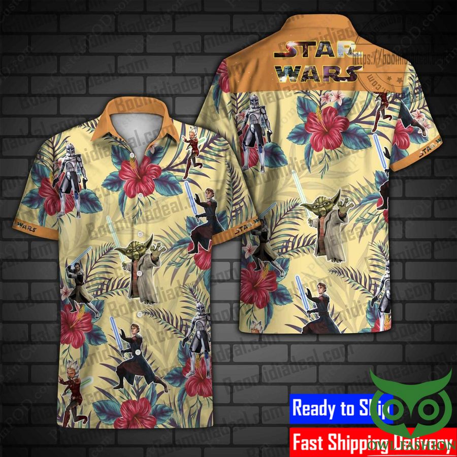 Star Wars Yoda Tropical Flowers Hawaiian Shirt