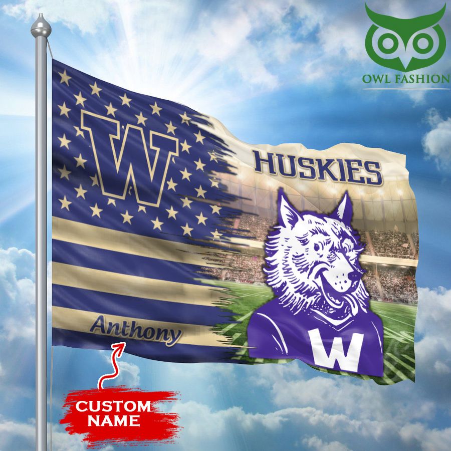 Washington Huskies Flag Large Mascot NCAA Custom name