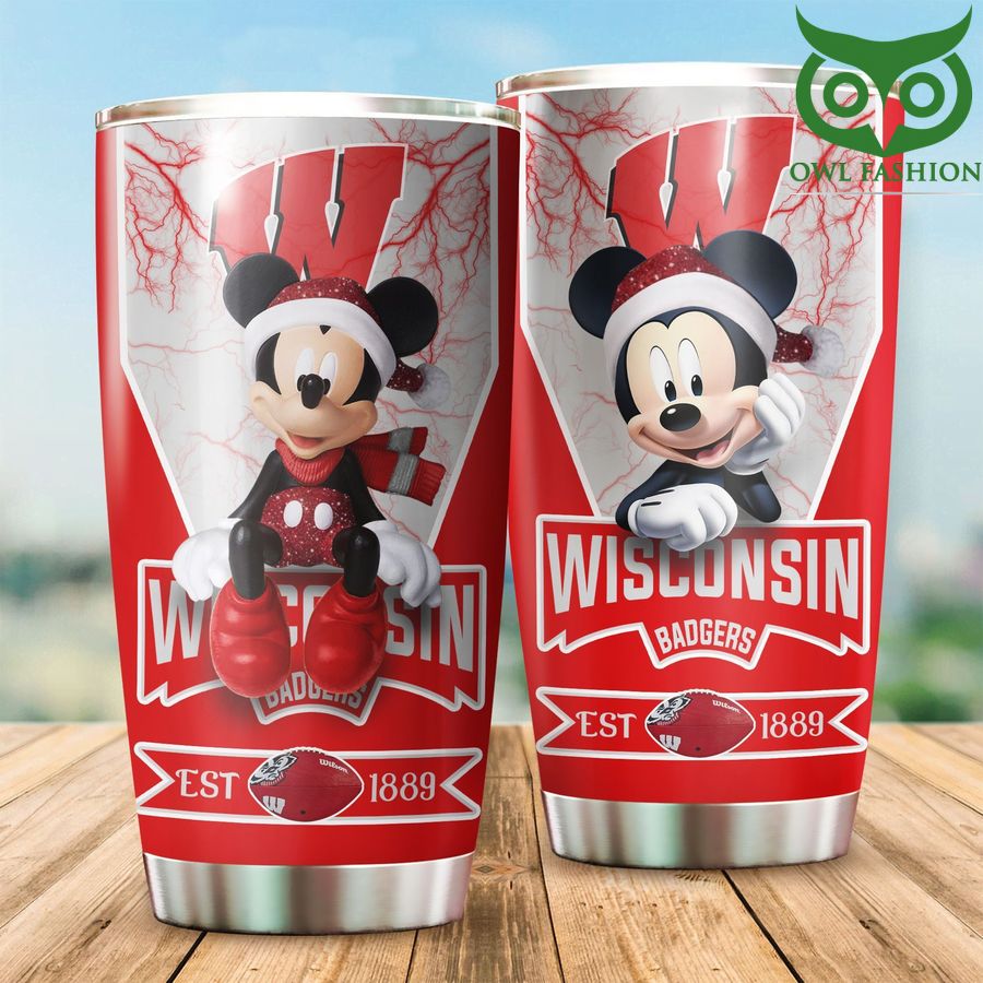 Wisconsin Badgers Mickey mouse Tumbler cup 