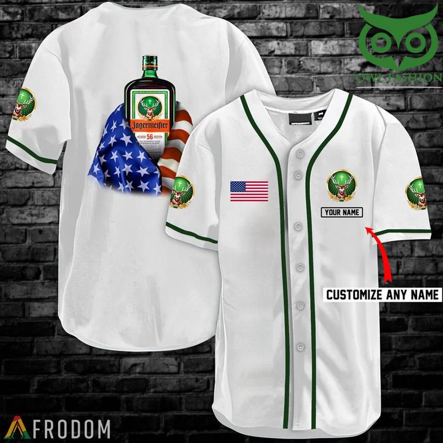 Personalized Vintage White USA Flag Jagermeister Jersey Shirt