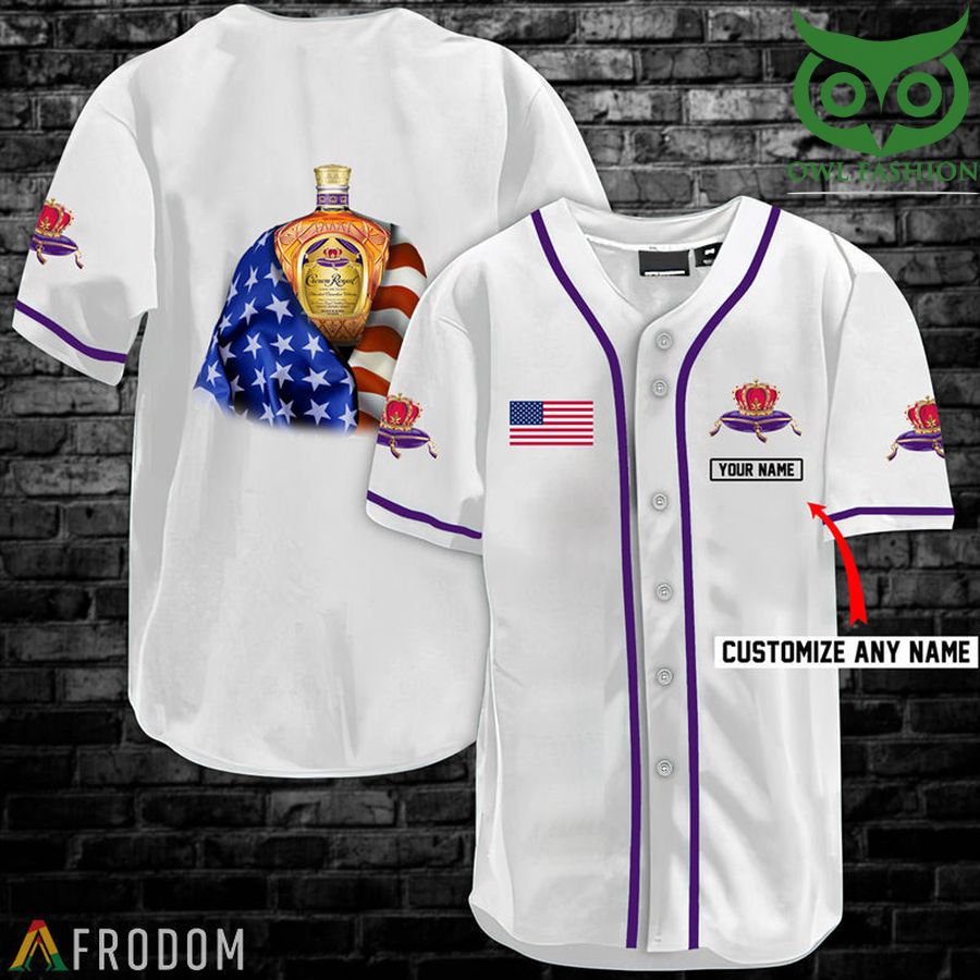 Personalized Vintage White USA Flag Crown Royal Jersey Shirt