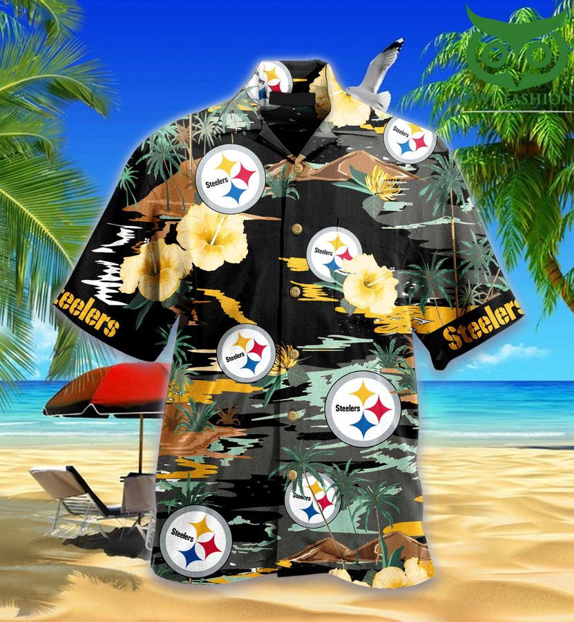 Pittsburgh Steelers Sea palm Flower Hawaiian shirt