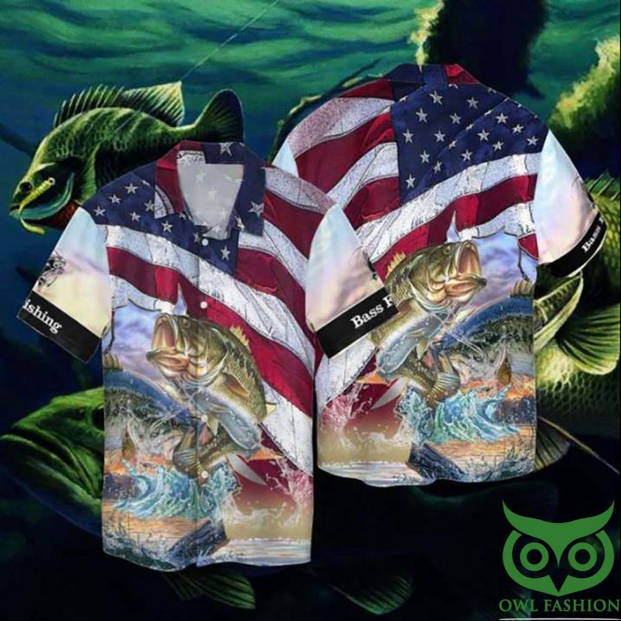 42 4th Of July Independence Day American Bass Fish Hawaiian Shirt