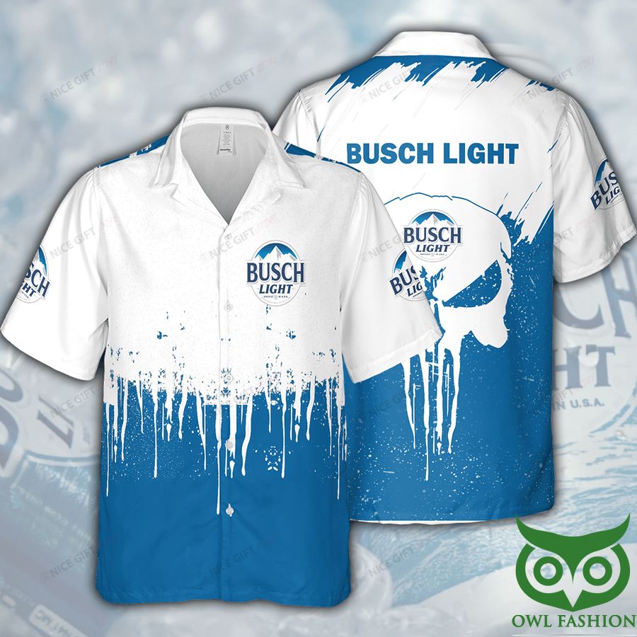 Busch Light White and Blue Splash Hawaiian Shirt