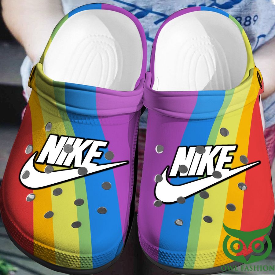 Nike US Rainbow Color White Logo Crocs