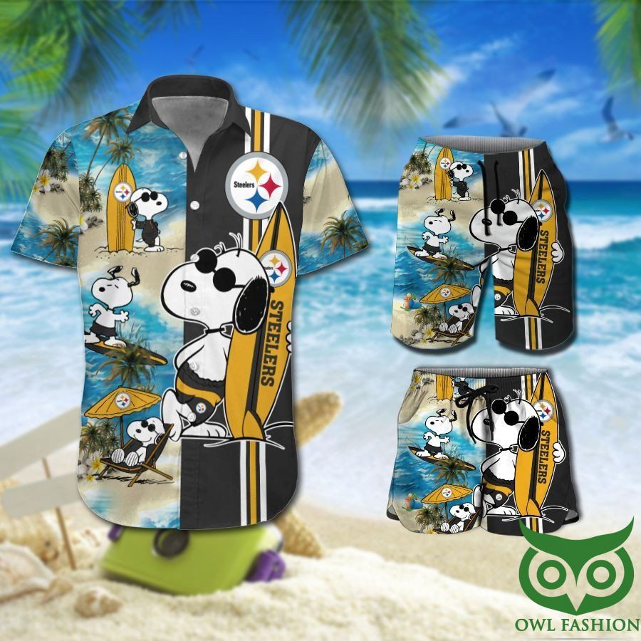 Pittsburgh Steelers Snoopy Hawaiian Shirt Shorts NFL