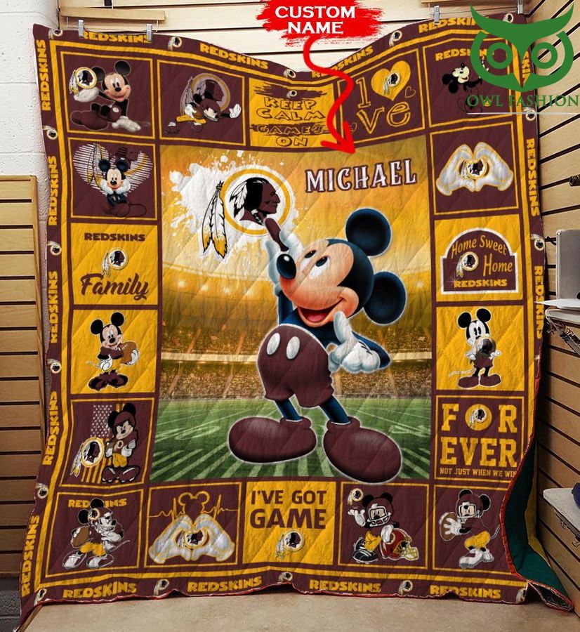 Washington Redskins Mickey Mouse NFL Custom Name Quilt blanket