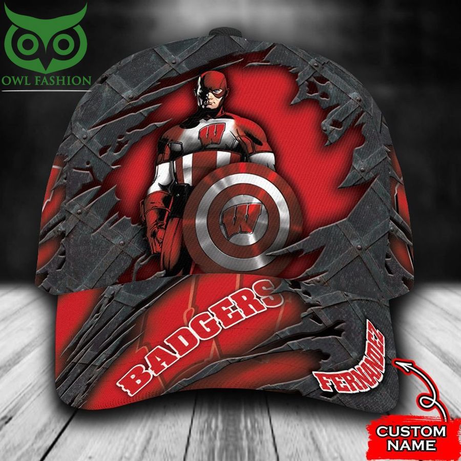 Wisconsin Badgers Classic Cap Captain America NCAA1 Custom Name