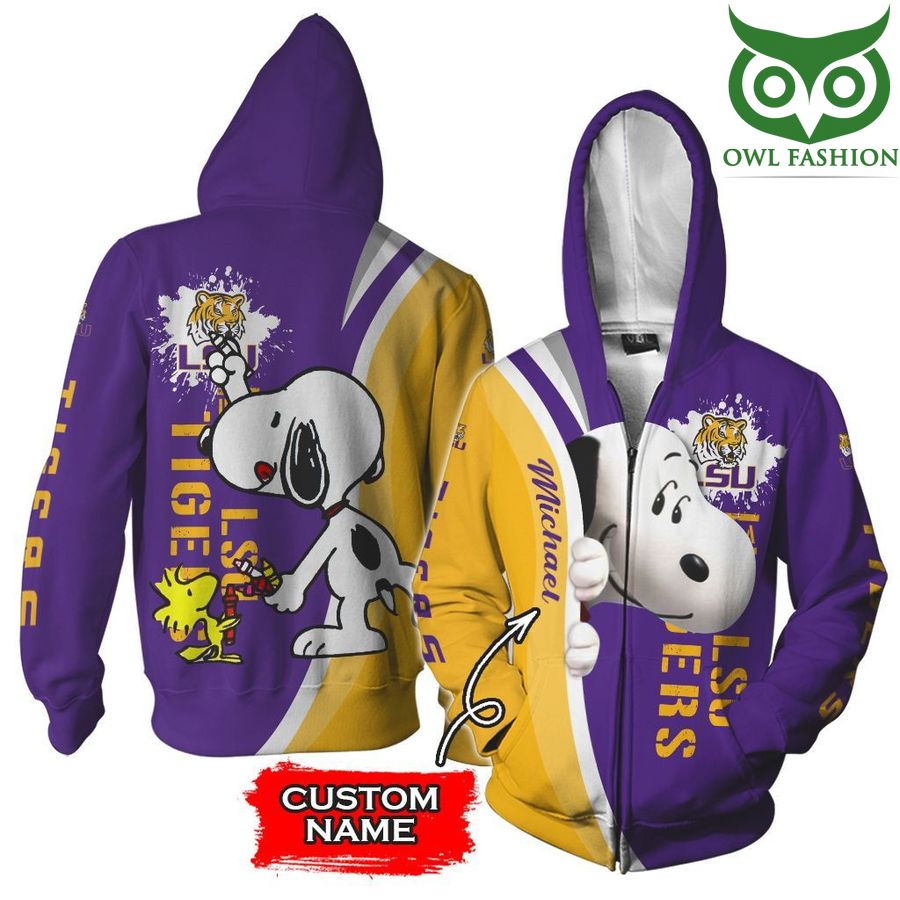 LSU Tigers Snoopy NCAA 3D CUSTOM NAME hoodie