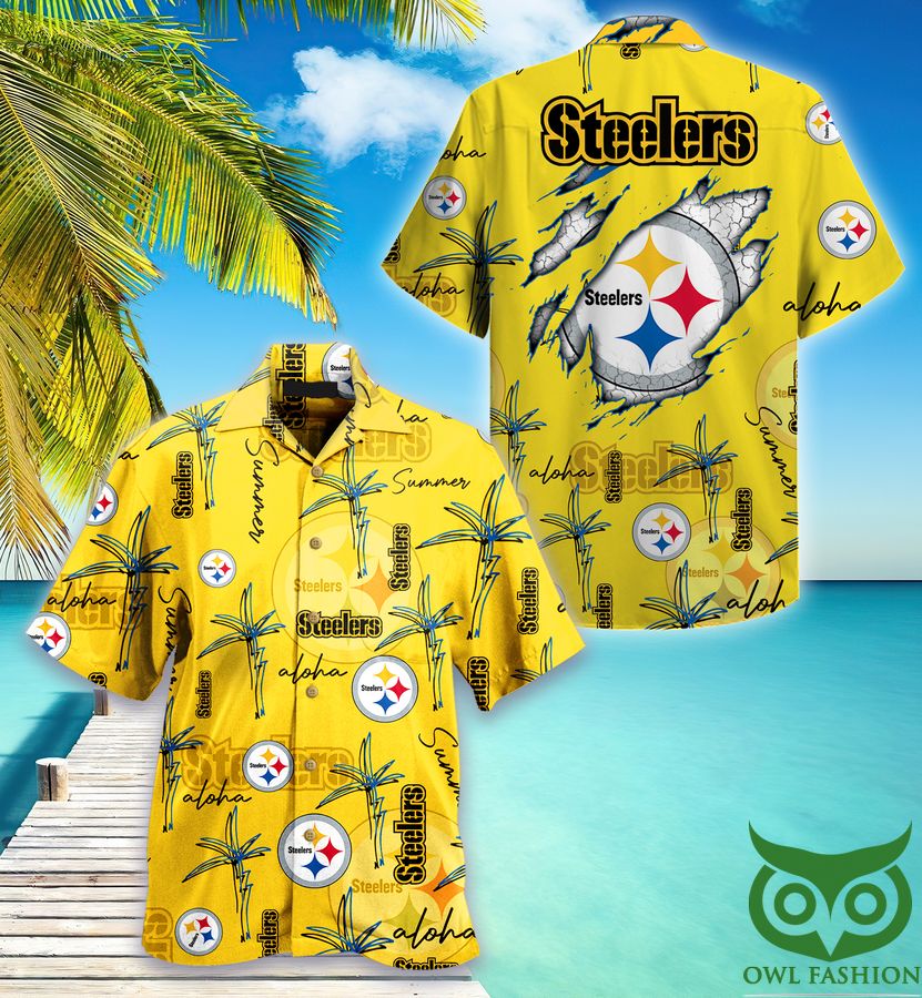 87 Pittsburgh Steelers NFL Palm On Elie Hawaiian Shirt
