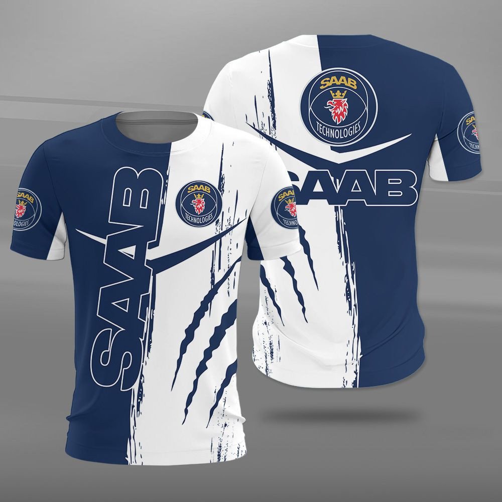 Saab Automobile Logo Dark Blue and White 3D Shirt