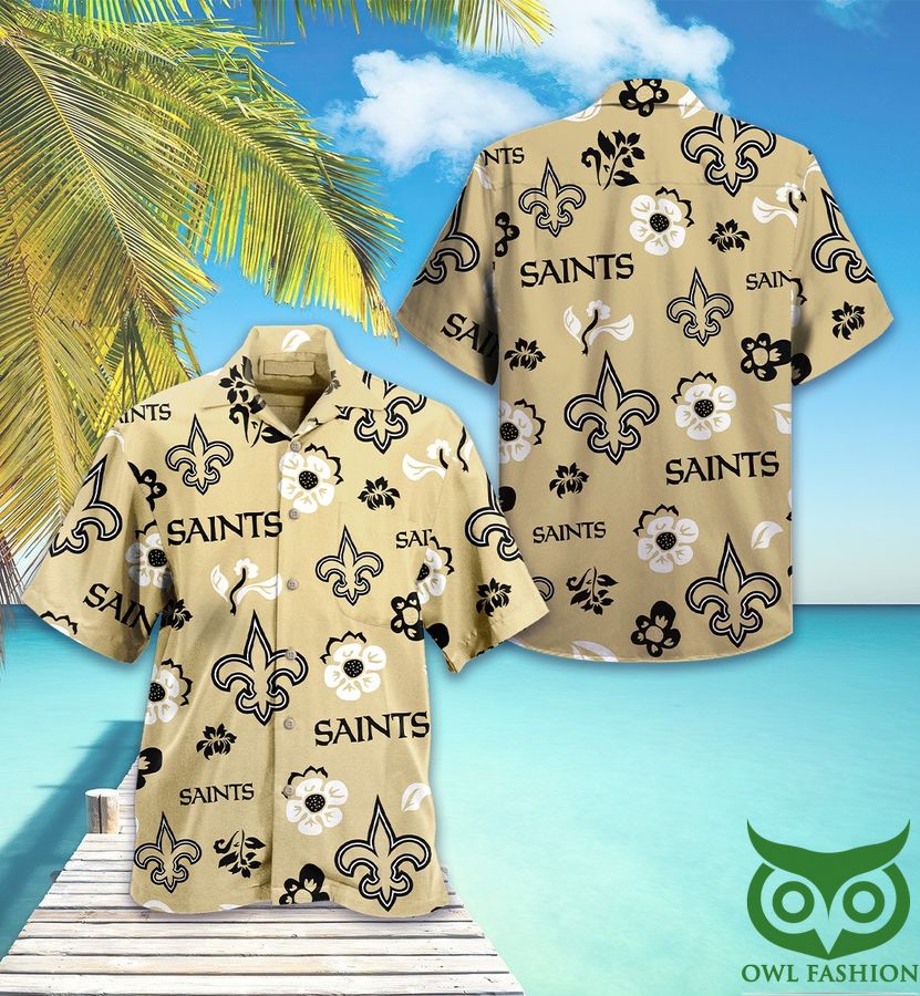 Saints Logo Beige Hawaiian Shirt