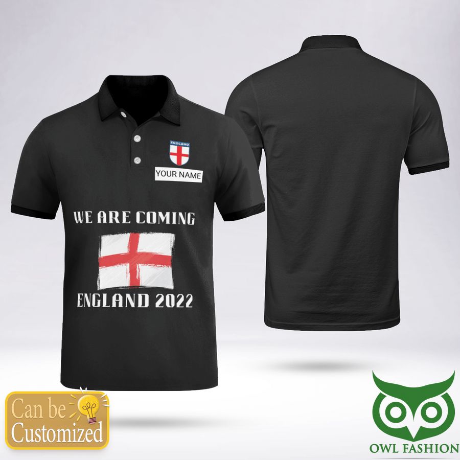 Custom Name England Team Football World Cup 2022 Polo Shirt