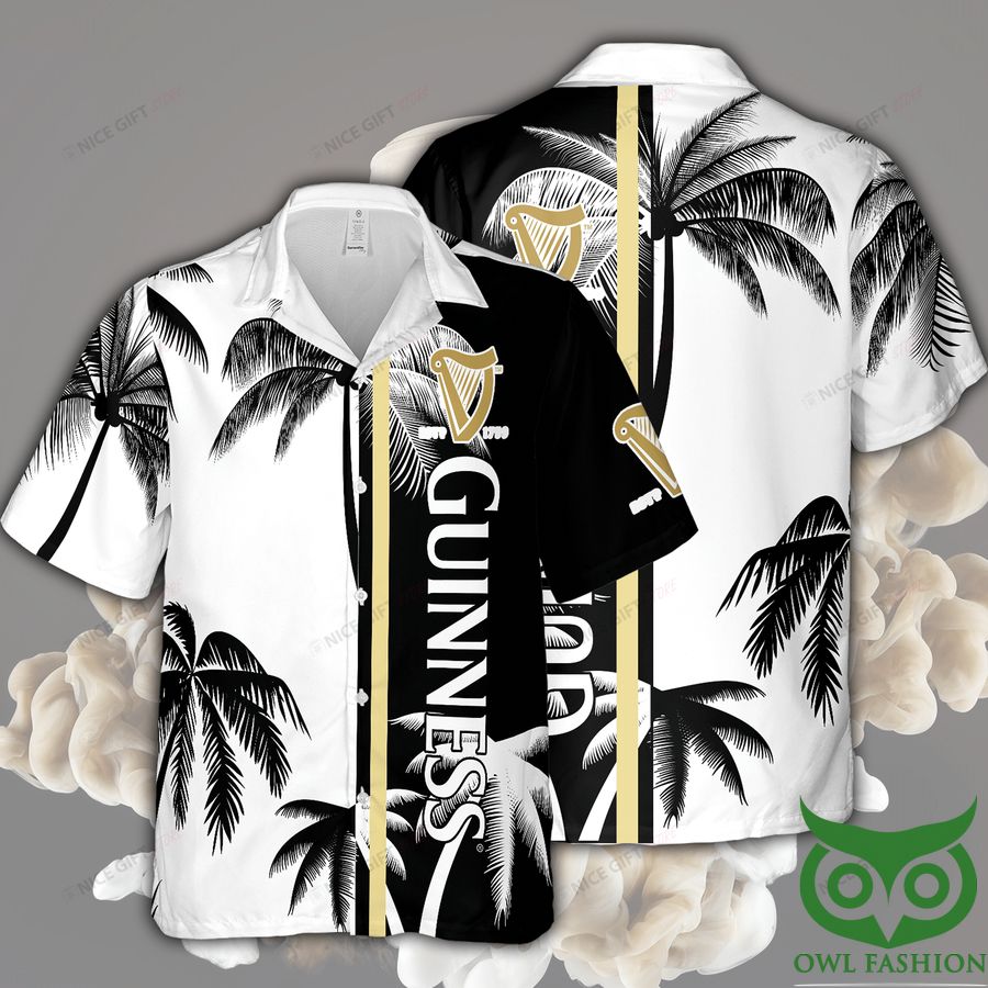 Guinness Palm Tree Black and White Hawaiian Shirt