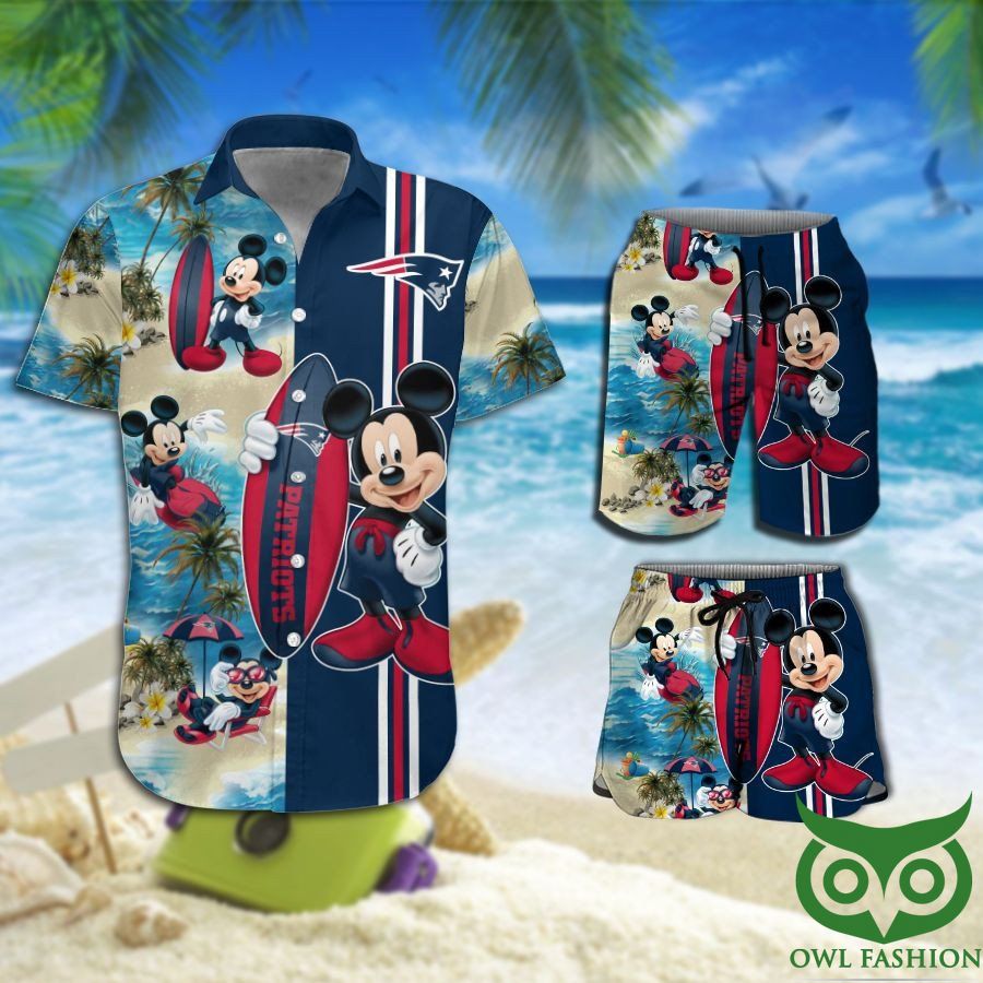 New England Patriots Mickey Mouse Hawaiian Shirt Shorts NFL