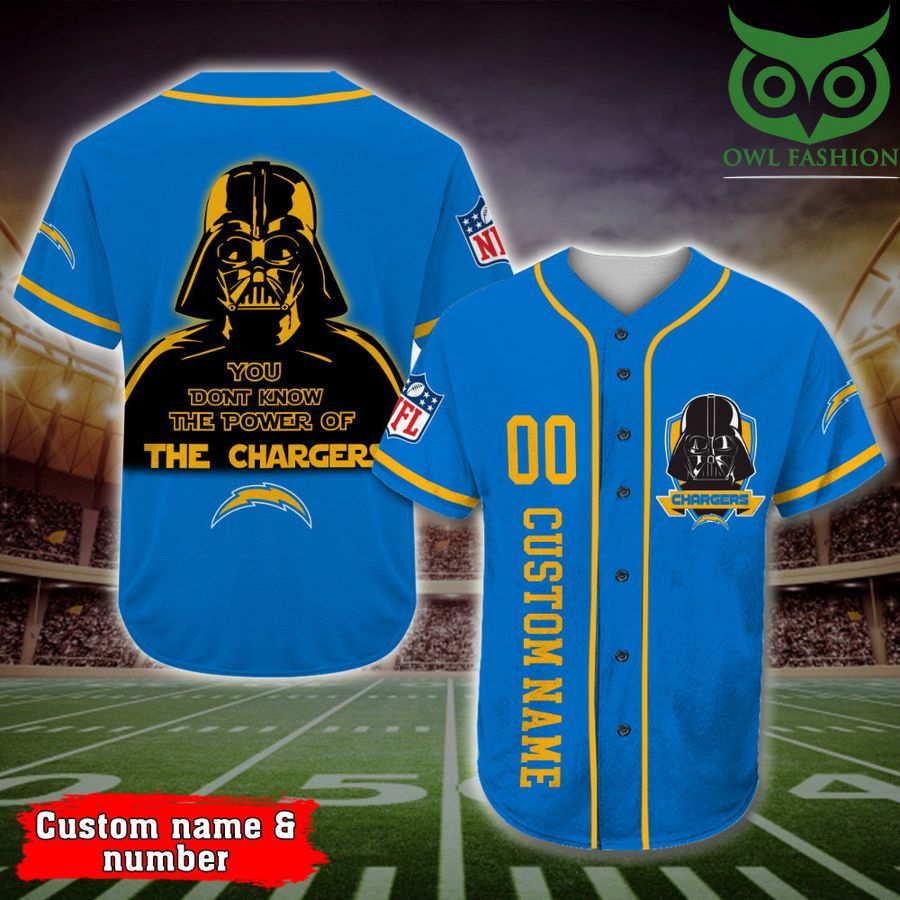 Los Angeles Chargers Baseball Jersey Darth Vader Star Wars NFL Custom Name Number 
