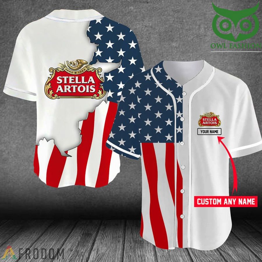 Personalized US Flag Stella Artois Baseball Jersey