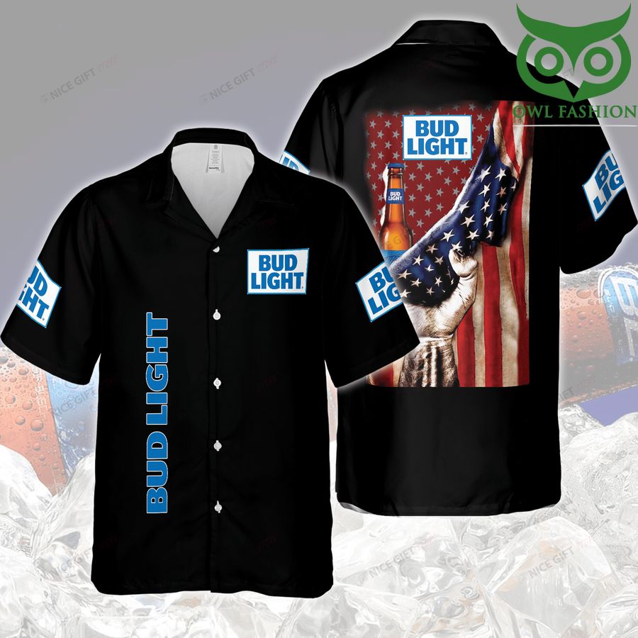 Bud Light holding American flag Hawaii 3D Shirt