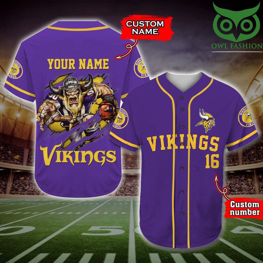 Minnesota Vikings Baseball Jersey NFL Custom Name Number 