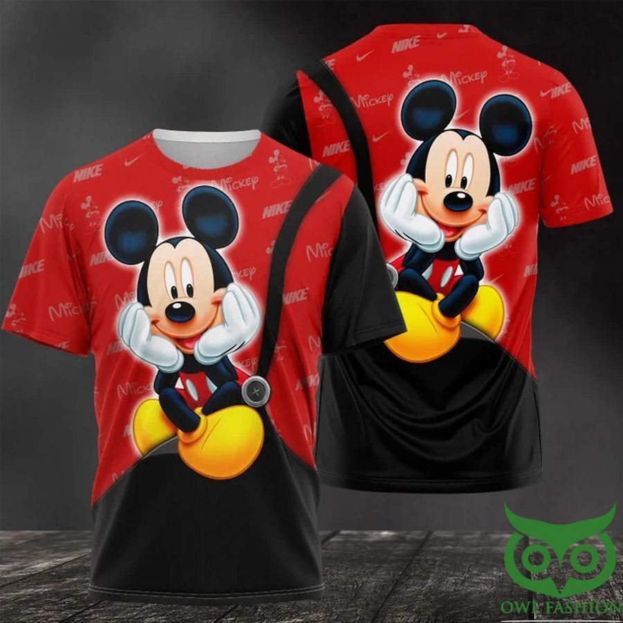 Luxury Nike Mickey Mouse Red and Black 3D T-shirt