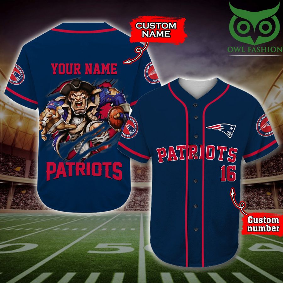 New England Patriots Baseball Jersey NFL Custom Name Number 