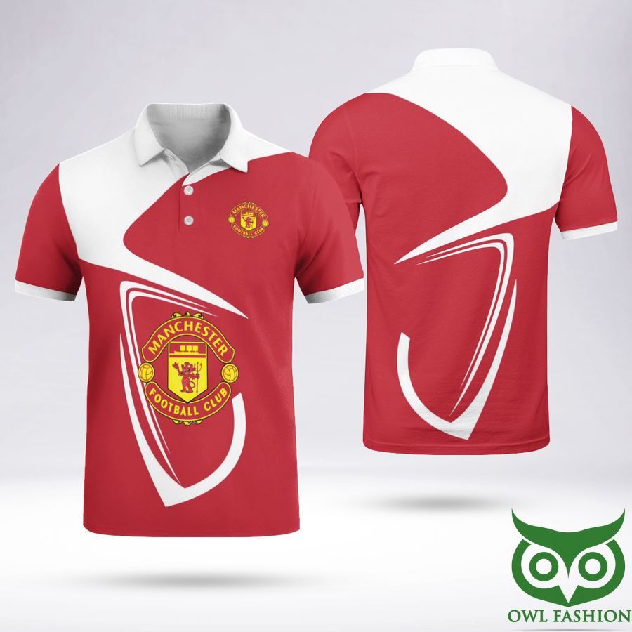 85 Manchester Football Club Logo Black Red Polo Shirt