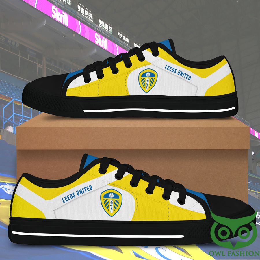 Leeds United Black White Low Top Shoes For Fans