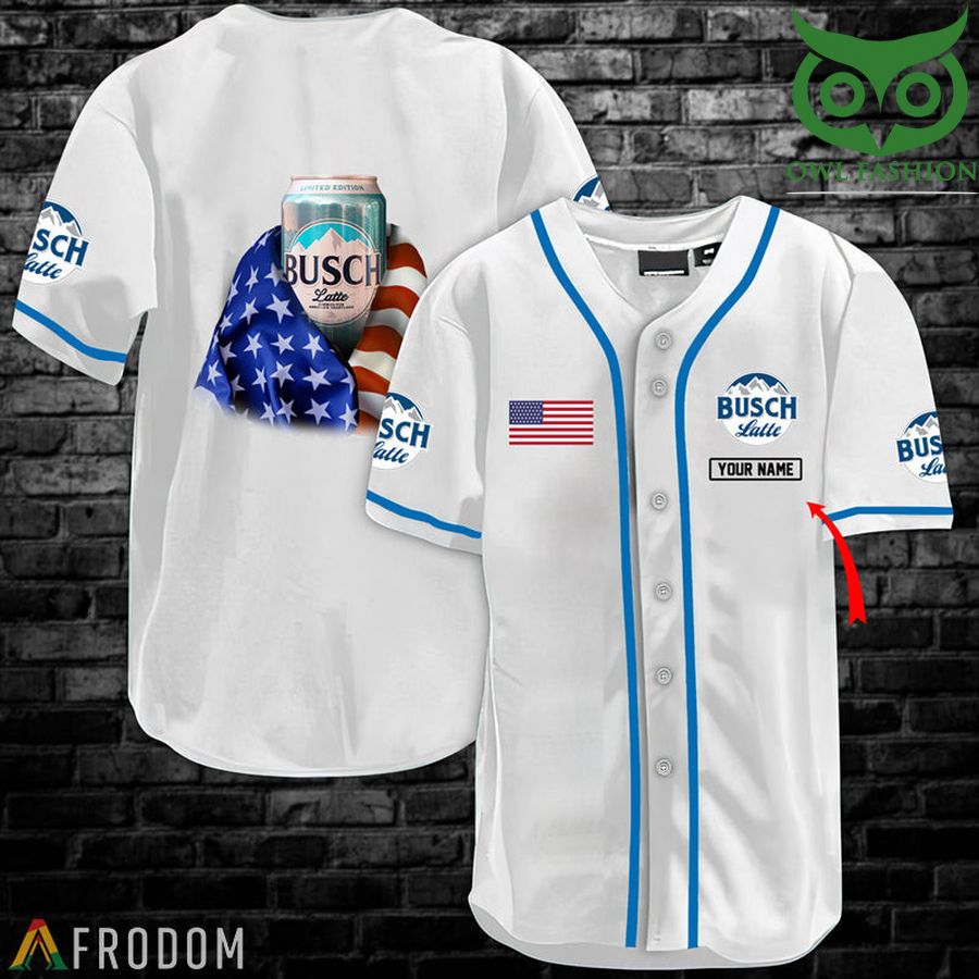 23 Personalized Vintage White USA Flag Busch Latte Jersey Shirt